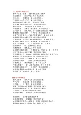 初中语文四大名著中的歇后语总结 - 文库宝