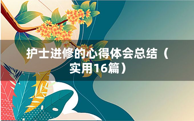 护士进修的心得体会总结（实用16篇）