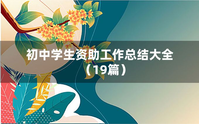 初中学生资助工作总结大全（19篇）