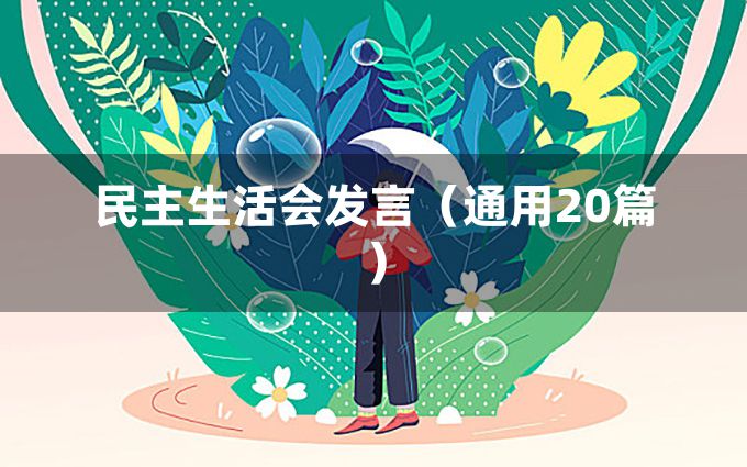 民主生活会发言（通用20篇）