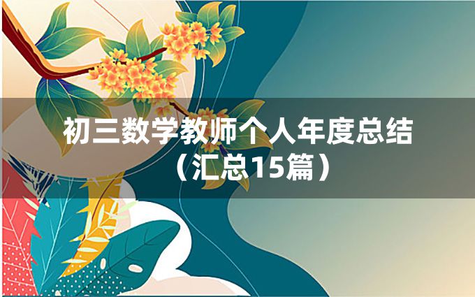 初三数学教师个人年度总结（汇总15篇）