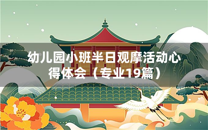 幼儿园小班半日观摩活动心得体会（专业19篇）