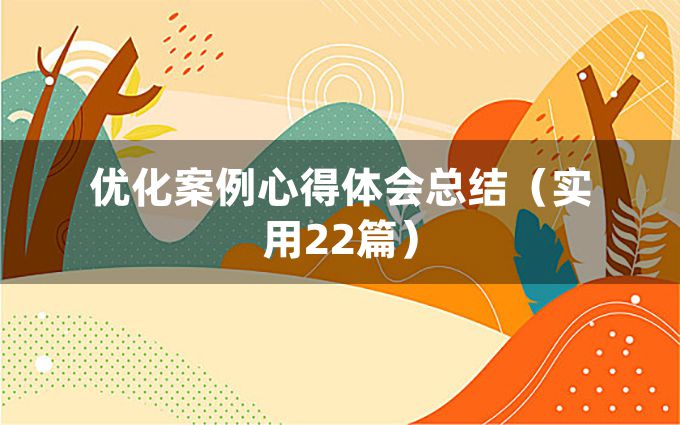 优化案例心得体会总结（实用22篇）