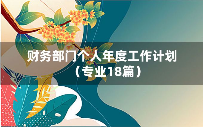 财务部门个人年度工作计划（专业18篇）