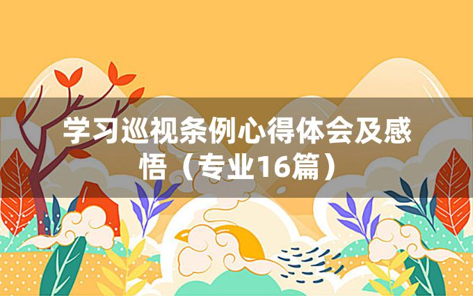 学习巡视条例心得体会及感悟（专业16篇）