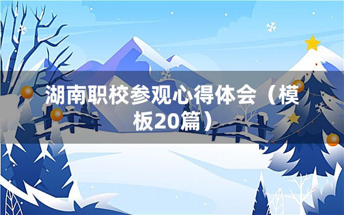 湖南职校参观心得体会（模板20篇）