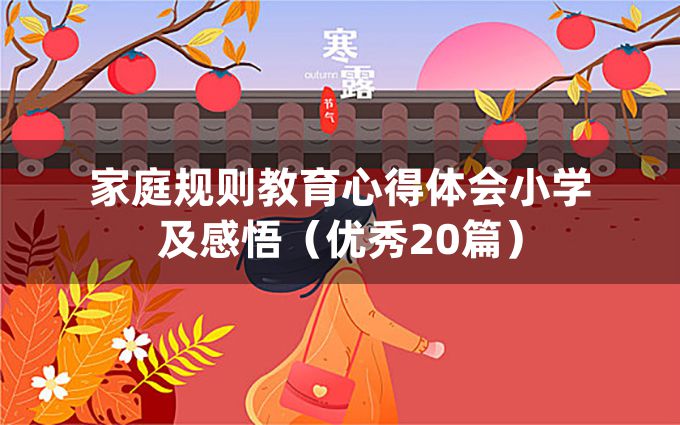 家庭规则教育心得体会小学及感悟（优秀20篇）