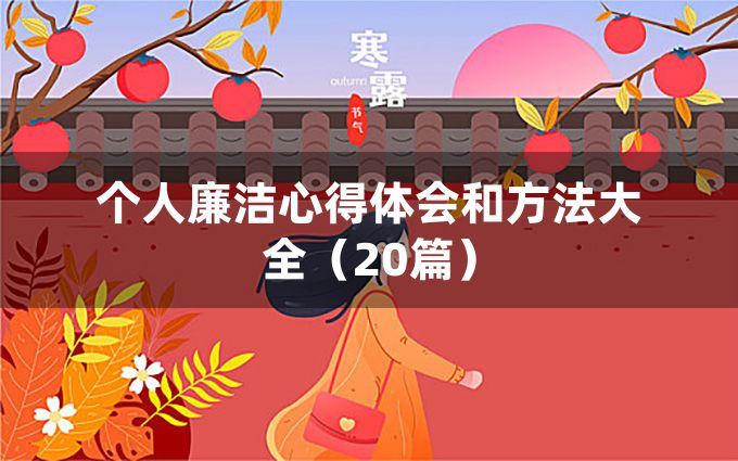 个人廉洁心得体会和方法大全（20篇）