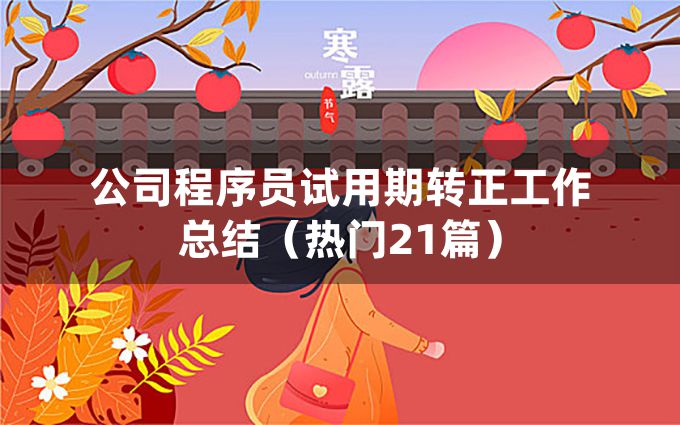 公司程序员试用期转正工作总结（热门21篇）