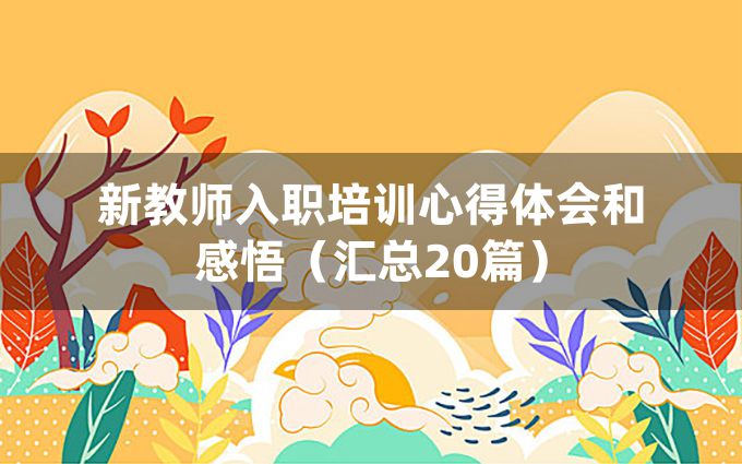 新教师入职培训心得体会和感悟（汇总20篇）