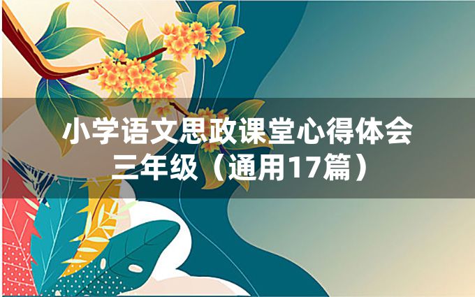 小学语文思政课堂心得体会三年级（通用17篇）