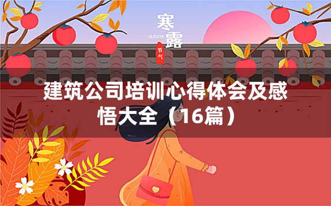 建筑公司培训心得体会及感悟大全（16篇）