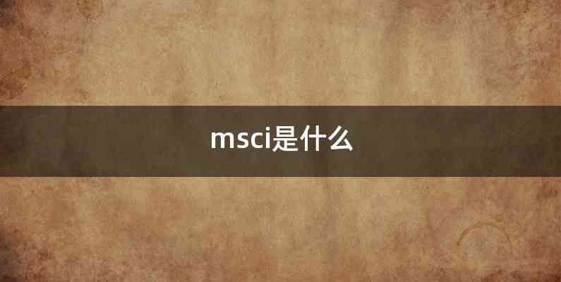 msci是什么