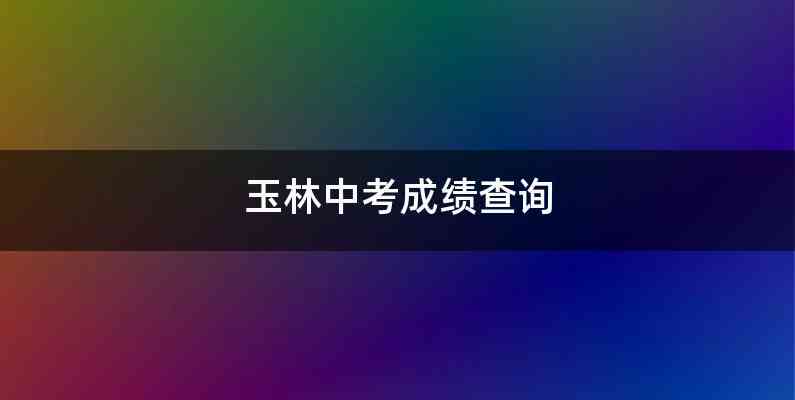 玉林中考成绩查询