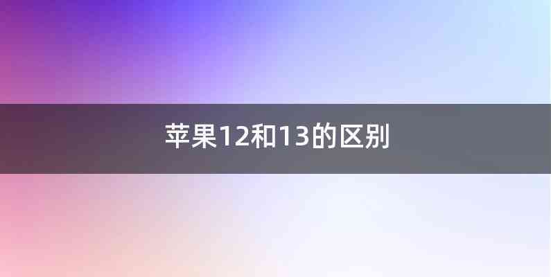 苹果12和13的区别