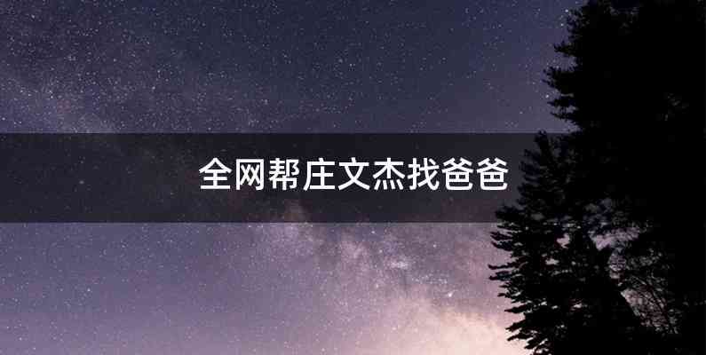 全网帮庄文杰找爸爸